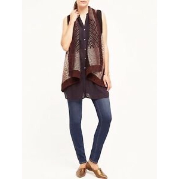 Sleeping on snow Mabli BOHO knit vest open waterfall cascade cardigan sh… - Picture 1 of 16